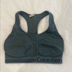 Calvin Klein Women's Seamless Racerback Sports Bra - Slate Green